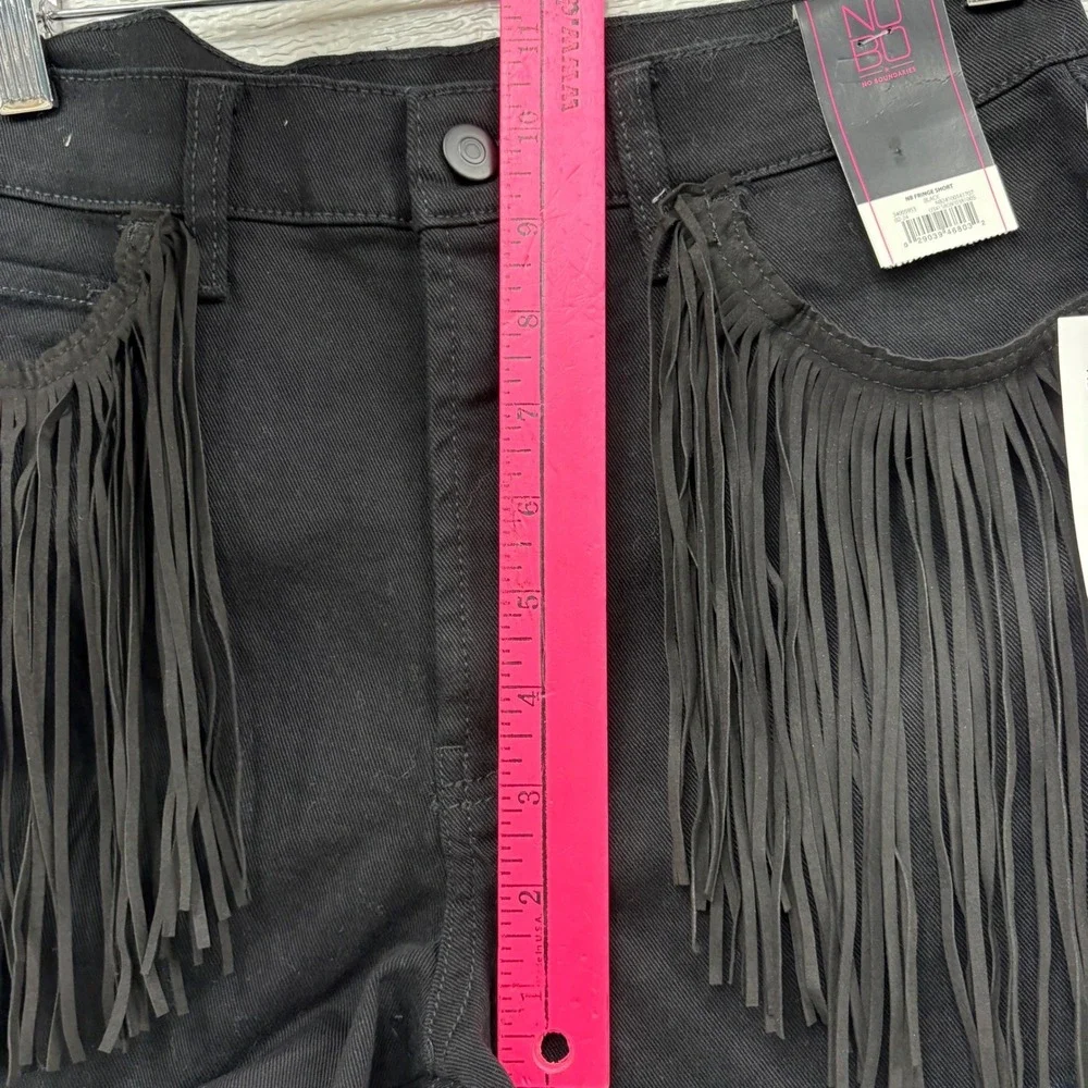 No Boundaries Black Denim Fringe Shorts High Rise Raw‎ Hem Size 9 NEW western